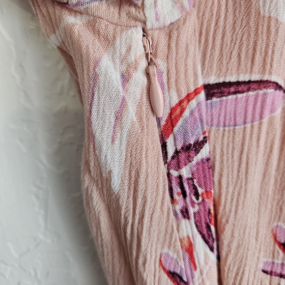 Lulus Flor-Ever Blush Pink Floral Print Skater Dress Size XS Barbiecore Mini - Picture 7 of 11